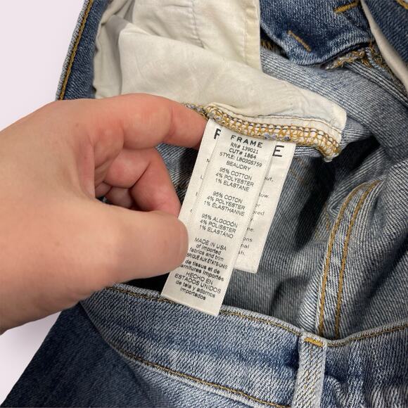 Frame Denim Jeans Le Boy Distressed Blue Jeans 24 Beaudry USA - Picture 11 of 11